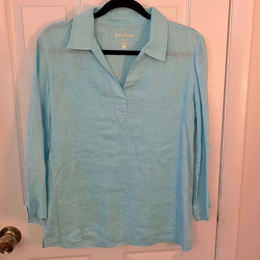 Lily Pulitzer Turquoise Linen Shirt